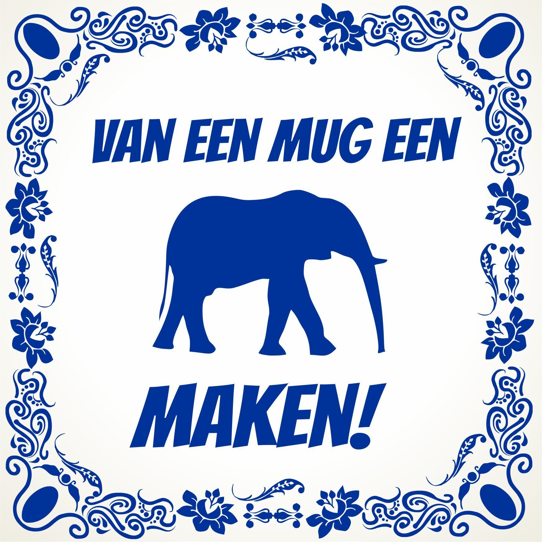 Van een mug een olifant maken tegel