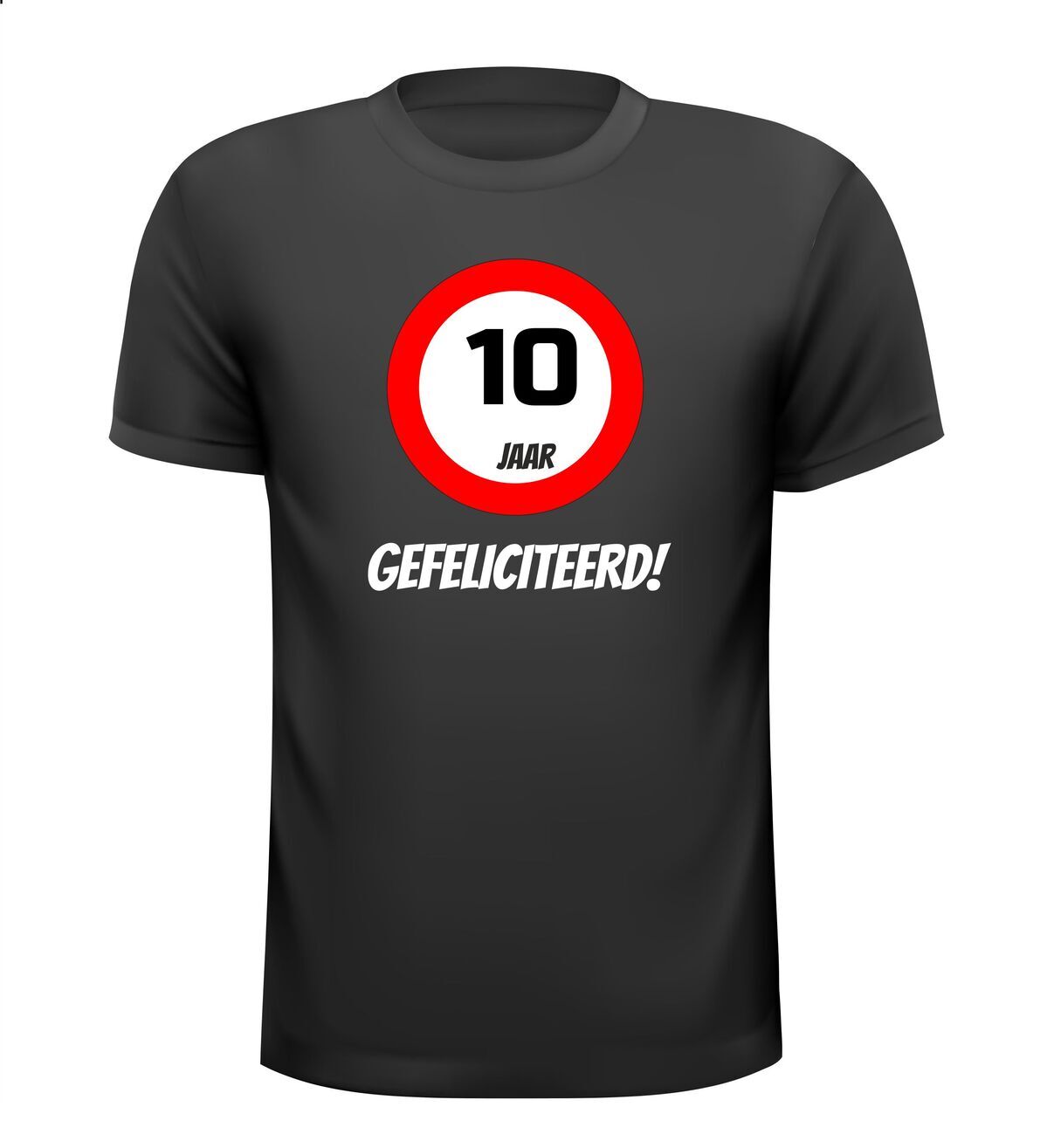 verjaardags T-shirt 10 jaar verkeersbord