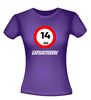foto 4 verjaardags T-shirt 14 jaar verkeersbord