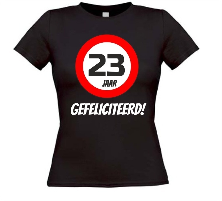 verjaardags T-shirt 23 jaar verkeersbord