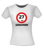 foto 10 verjaardags T-shirt 27 jaar verkeersbord