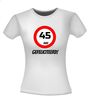 foto 10 verjaardags T-shirt 45 jaar verkeersbord
