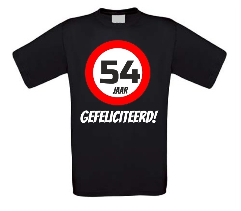 verjaardags T-shirt 54 jaar verkeersbord