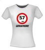 foto 10 verjaardags T-shirt 57 jaar verkeersbord