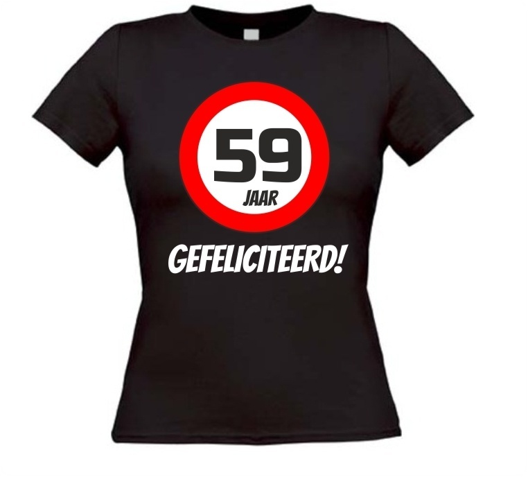 verjaardags T-shirt 59 jaar verkeersbord