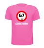 foto 7 verjaardags T-shirt 67 jaar verkeersbord