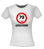 foto 10 verjaardags T-shirt 79 jaar verkeersbord