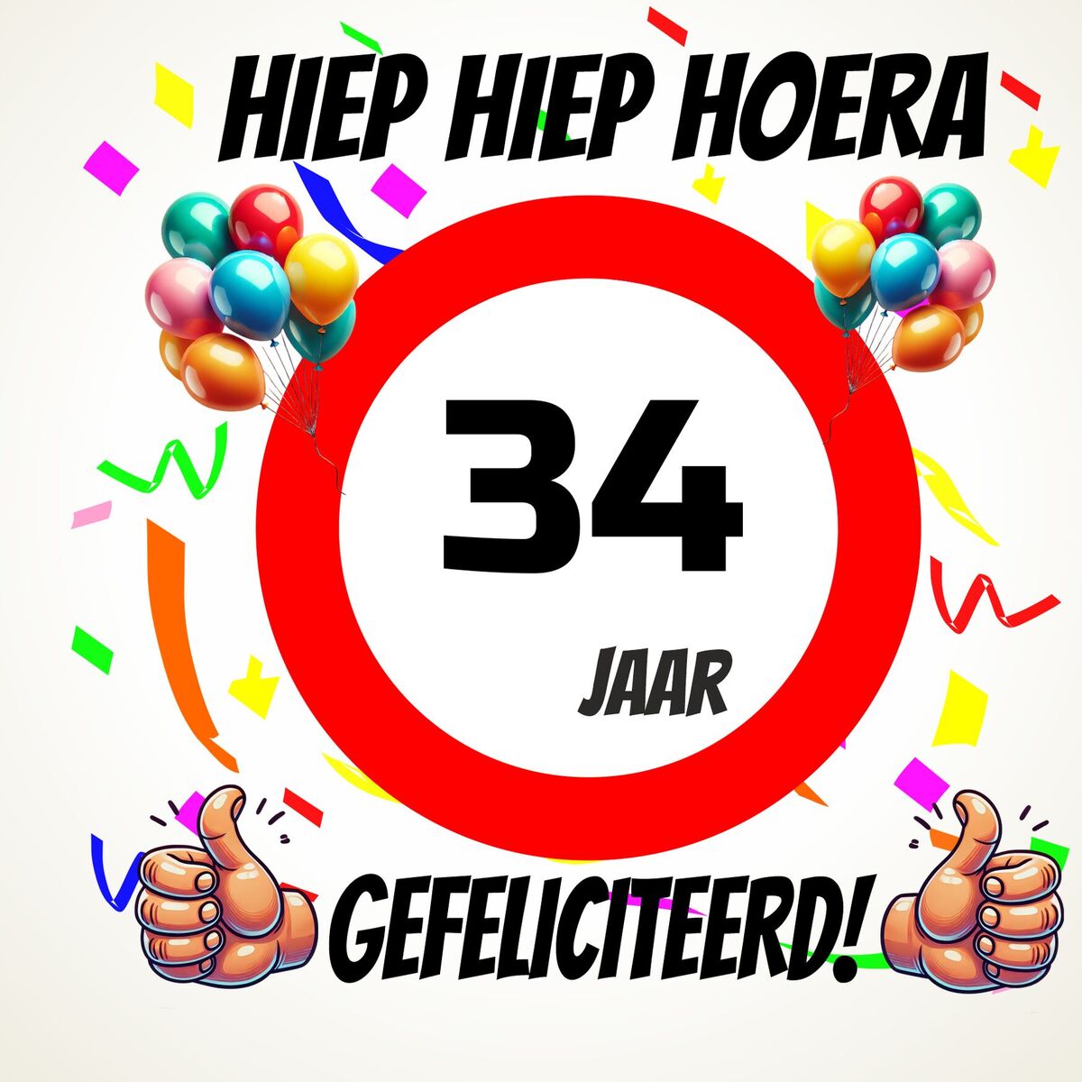 Verjaardags tegeltje 34 jaar