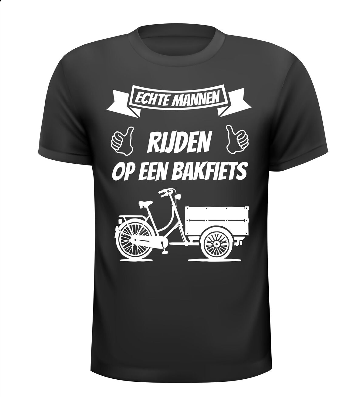 Echte mannen rijden op een bakfiets shirt