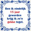 Gekke spreukentegel 15 jaar verjaardag