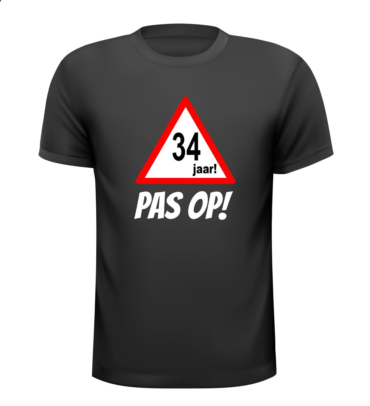 leeftijd shirt verjaardag 34 jaar pas op