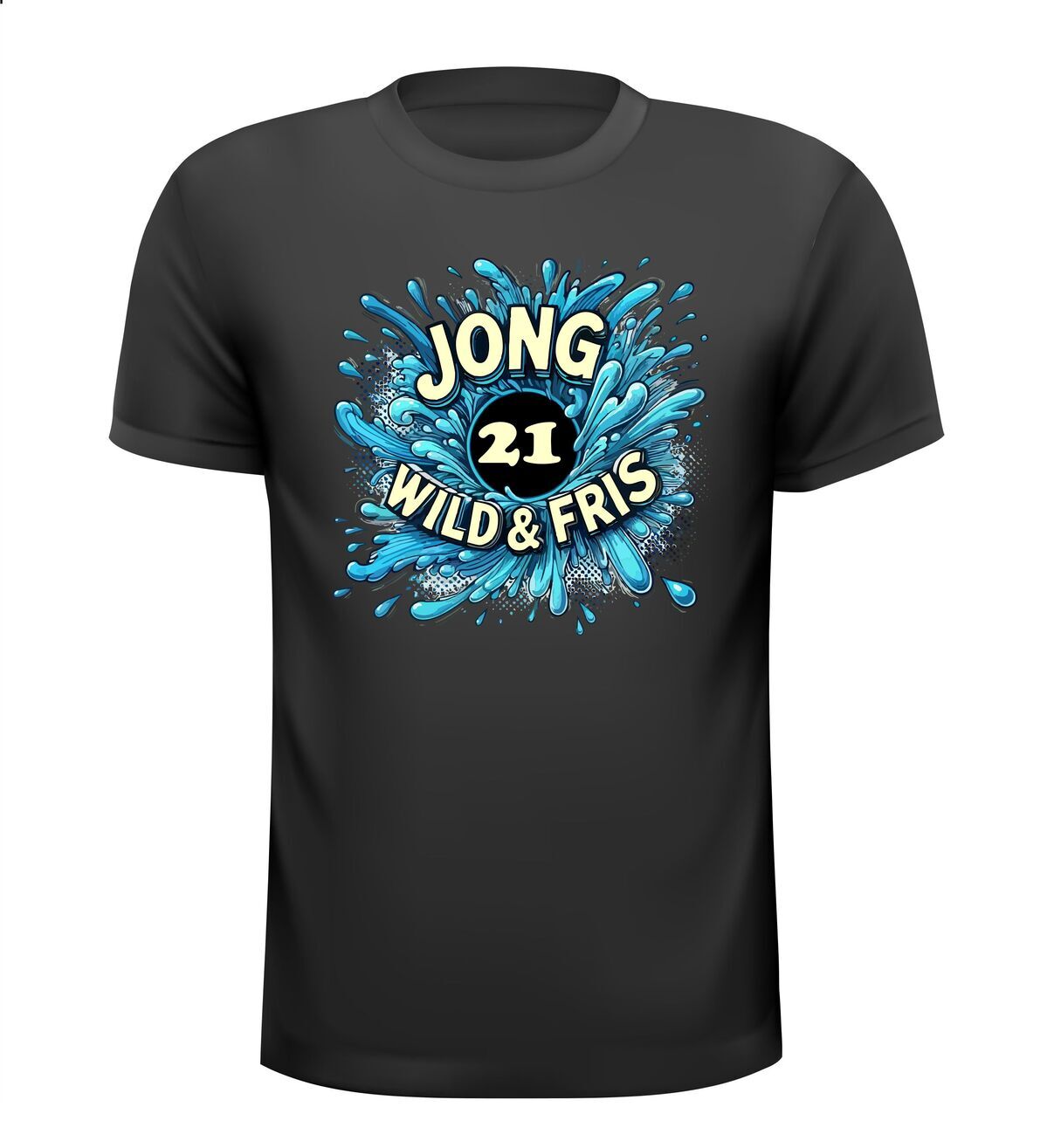 verjaardags T-shirt 21 jaar jong wild en fris