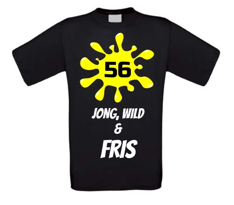 Verjaardags T-shirt 56 jaar jong wild en fris