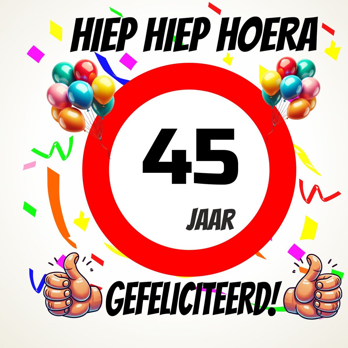 Verjaardags tegeltje 45 jaar