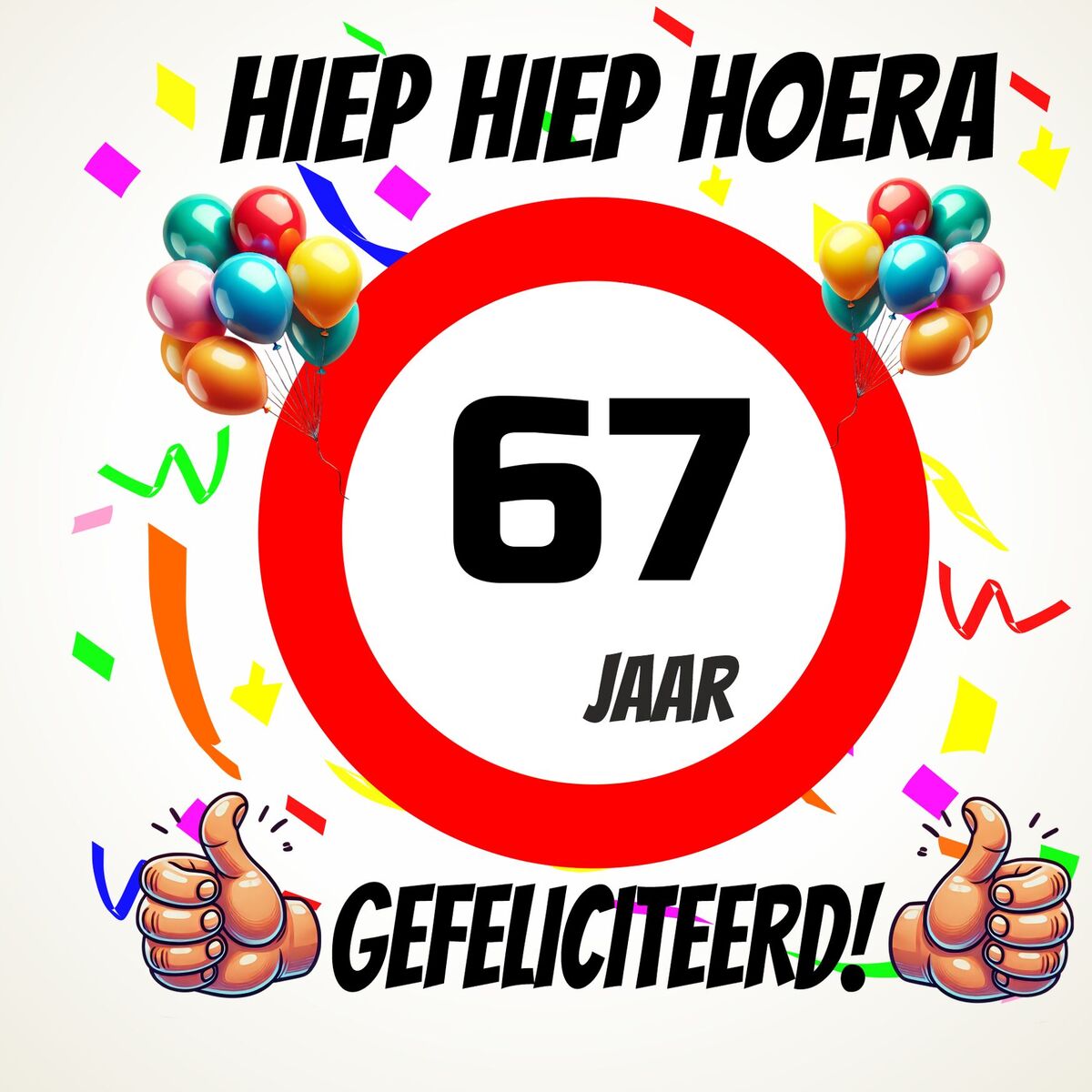 Verjaardags tegeltje 67 jaar