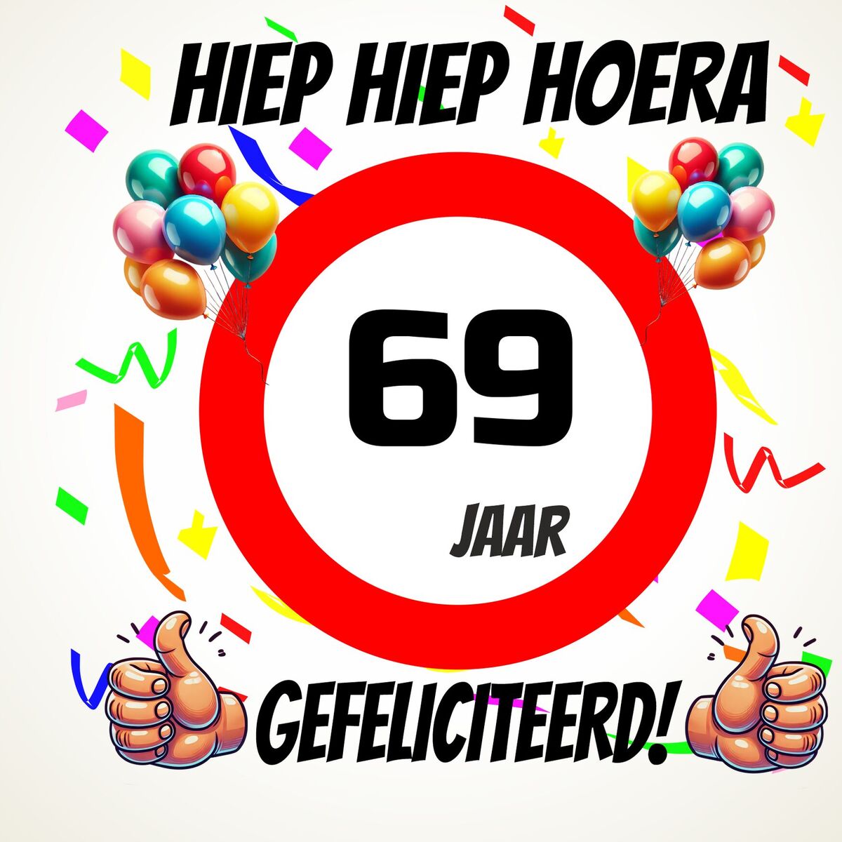 Verjaardags tegeltje 69 jaar