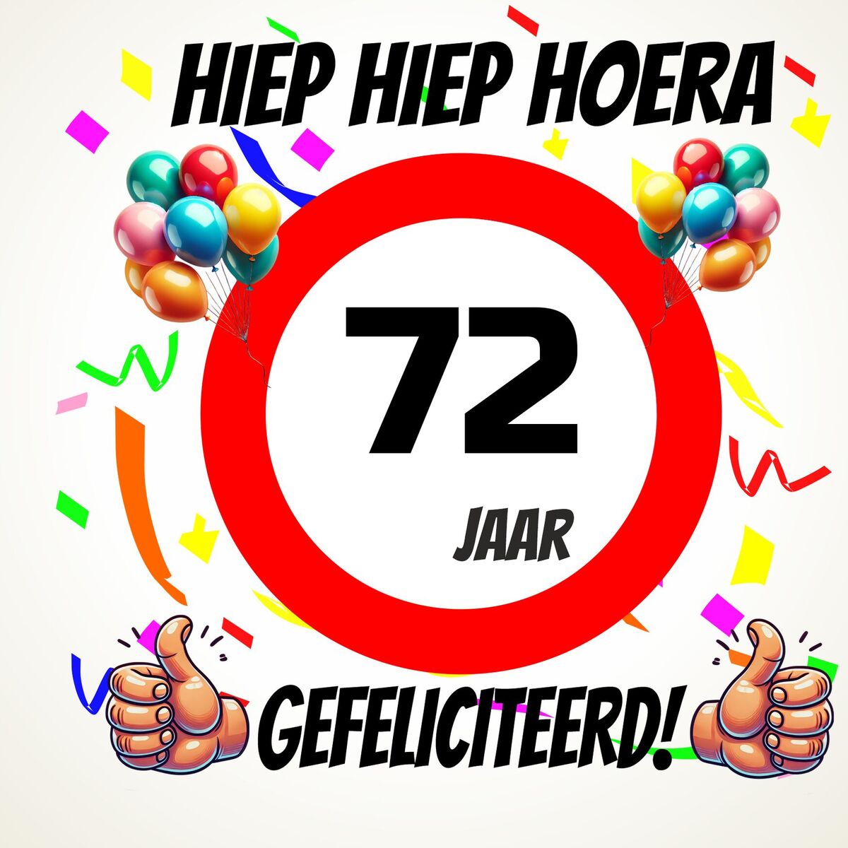 Verjaardags tegeltje 72 jaar