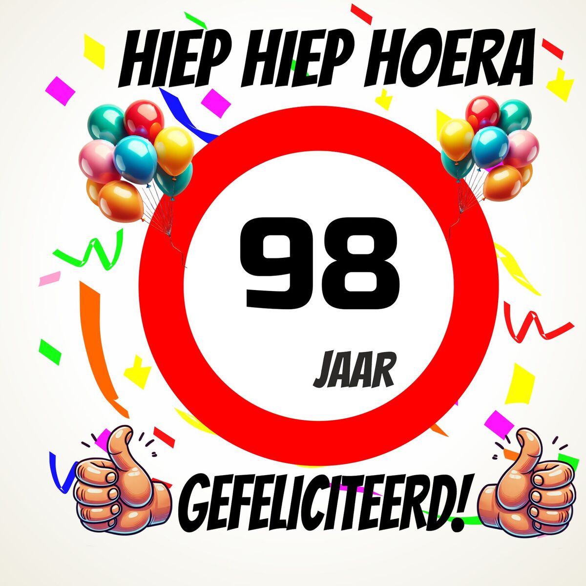 Verjaardags tegeltje 98 jaar