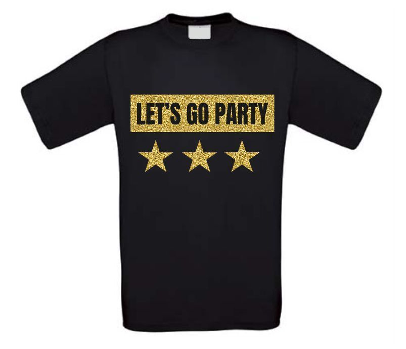 Let's go party gouden glitter shirt