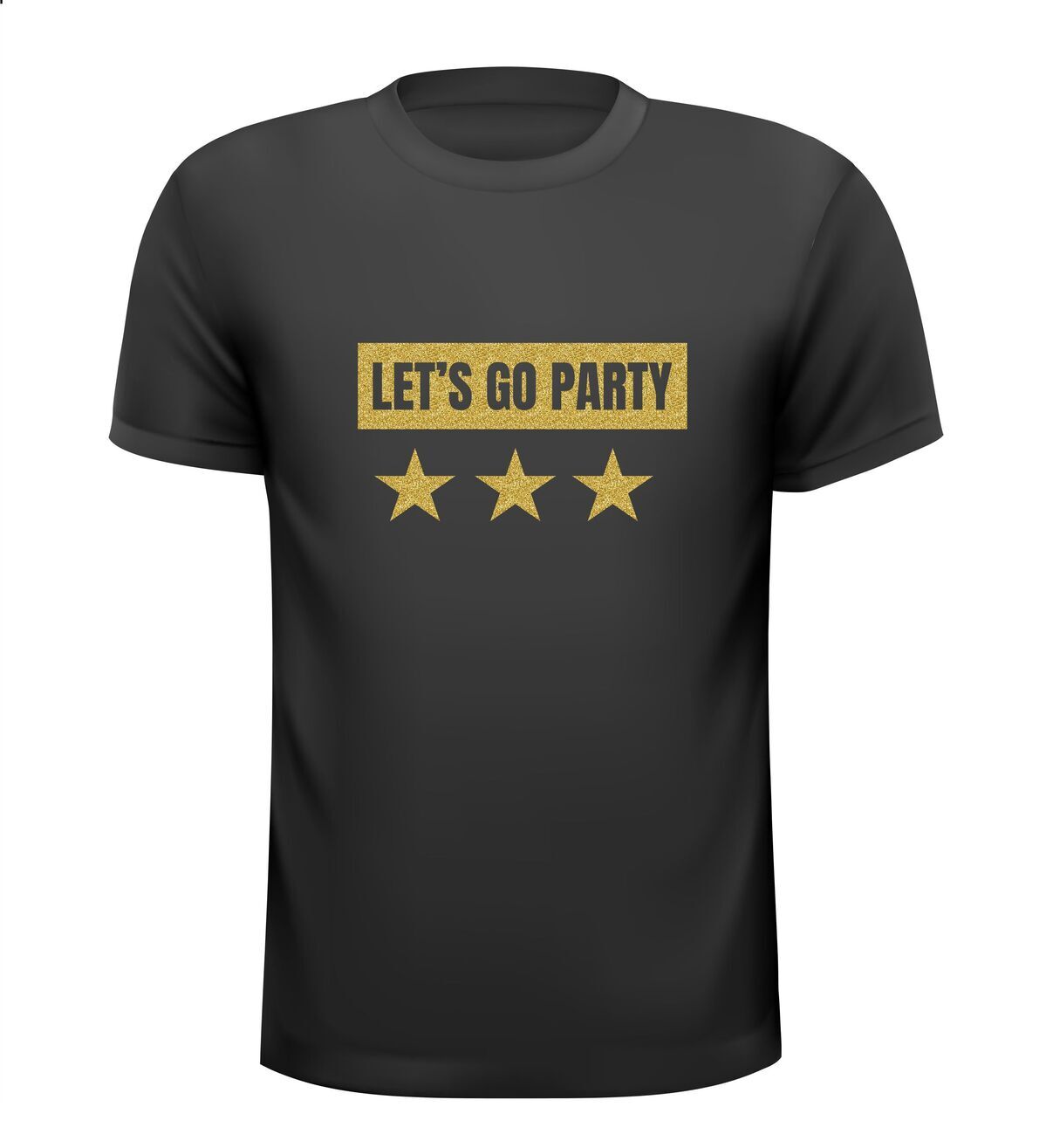 Let's go party gouden glitter shirt