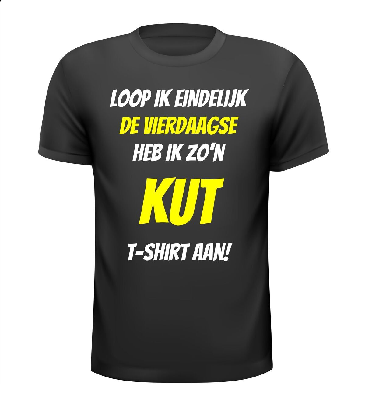 Loop ik eindelijk de vierdaagse heb ik zo’n kut t-shirt aan! 