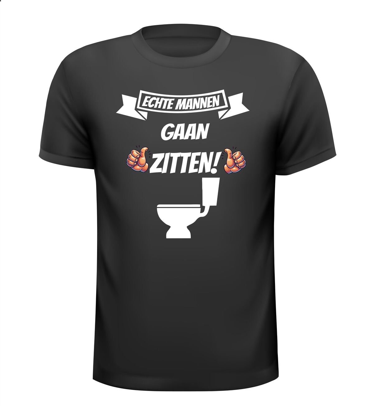 Echte mannen gaan zitten op de wc T-shirt