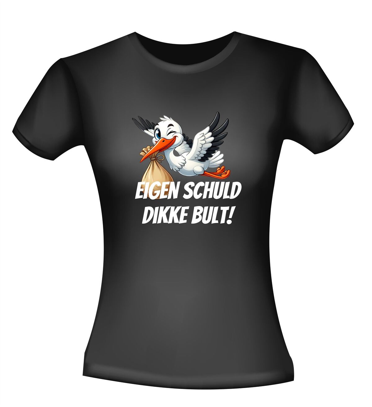 Eigen schuld dikke bult zwanger ooievaar T-shirt