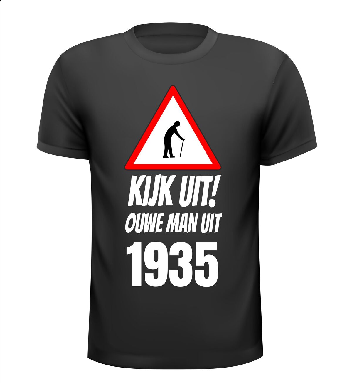 Kijk uit! Ouwe man uit 1935 verjaardag leeftijd T-shirt