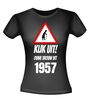 Verjaardag shirt Kijk uit! Ouwe vrouw uit 1957