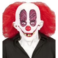 Crazy killerclown masker met haar en verrotte tanden Crazy killerclown masker met haar en verrotte tanden