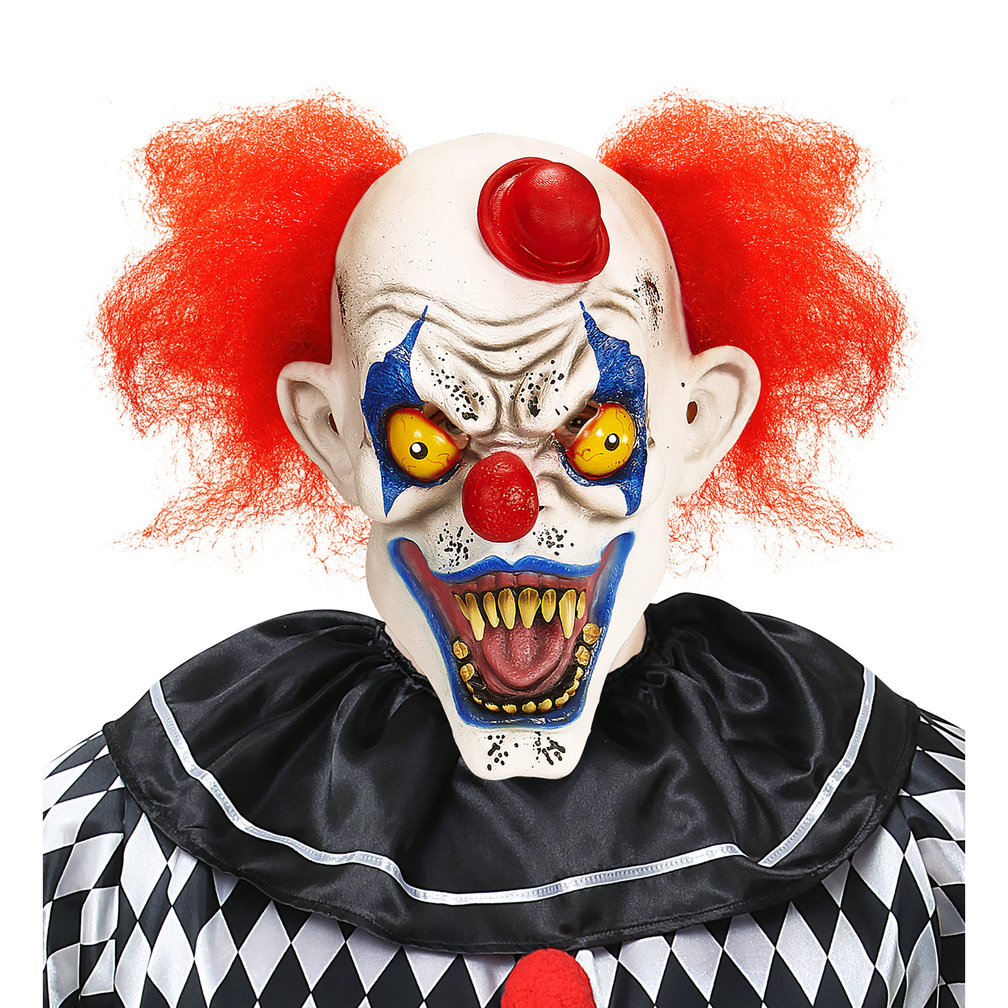 Killer horror clown masker met rode krullen en hoed scream