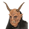 Masker angstaanjagende duivel met hoorns en haar volwassen