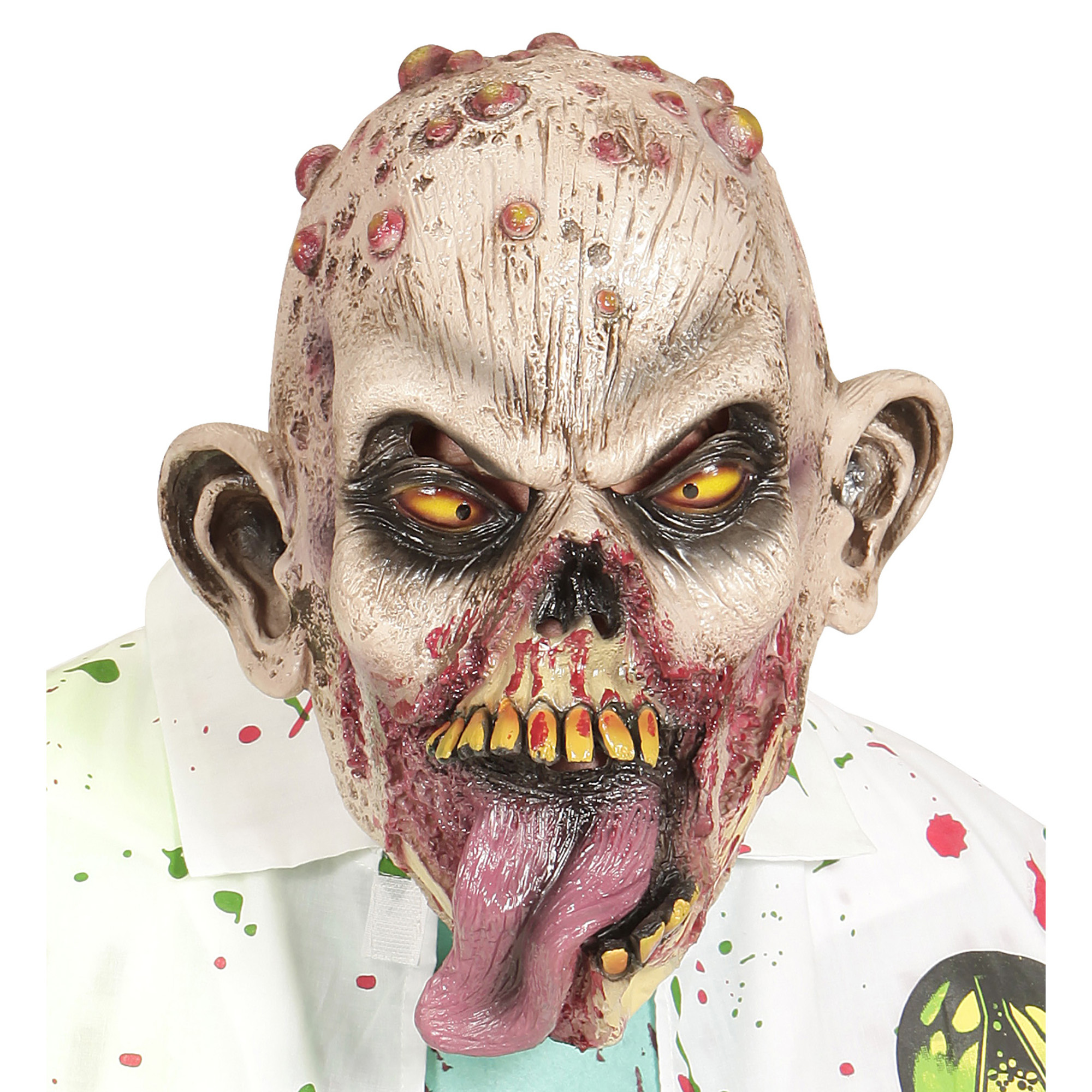 Masker likkende zombie volwassen met wratten en verotte tanden