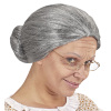 Oude oma pruik grijs met knotje granny volwassen