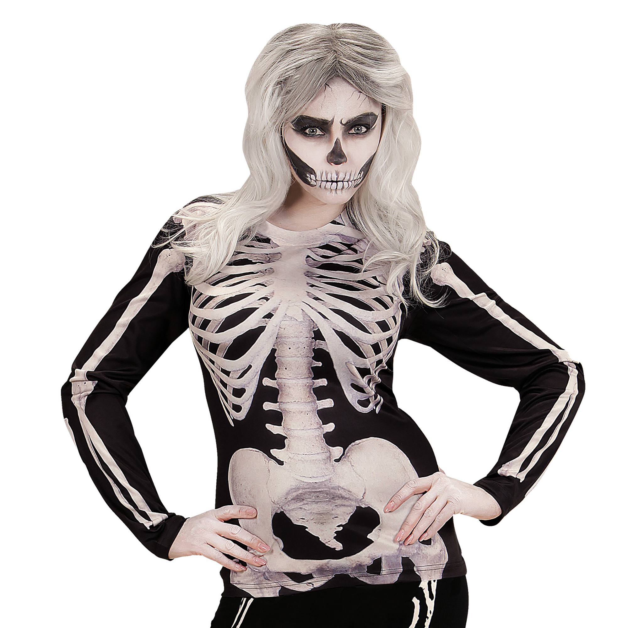 skelet botten shirt met lange mouwen dames  foto realistisch