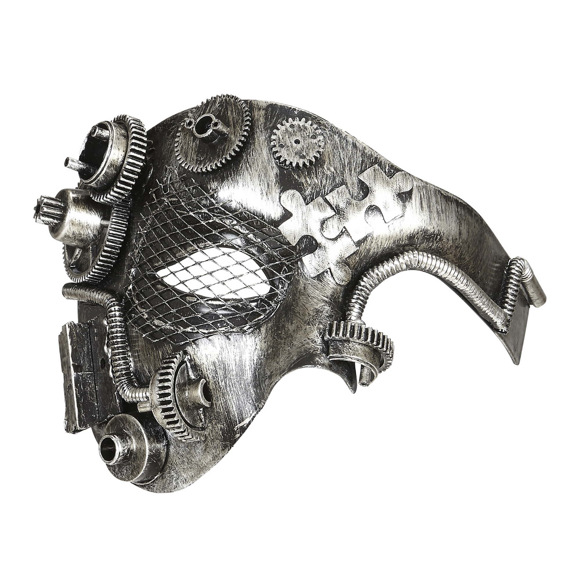 Steampunk halfgezicht masker zilver mechanisch
