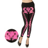Zwarte legging met neon roze skeletprint dames kostuum eye-catcher