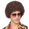 Disco pruik jaren zeventig kroeskop fijne krul bruin