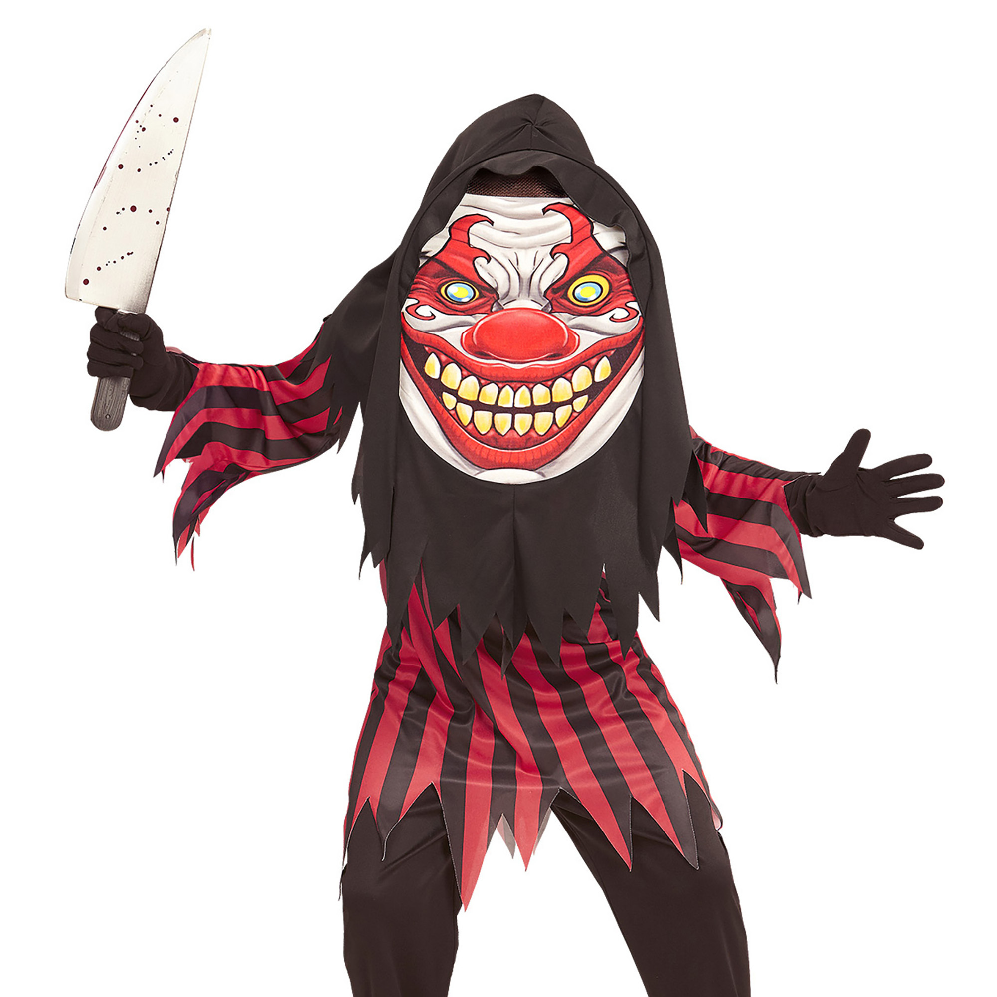 Grappig horror clown kostuum met groot masker kostuum kids