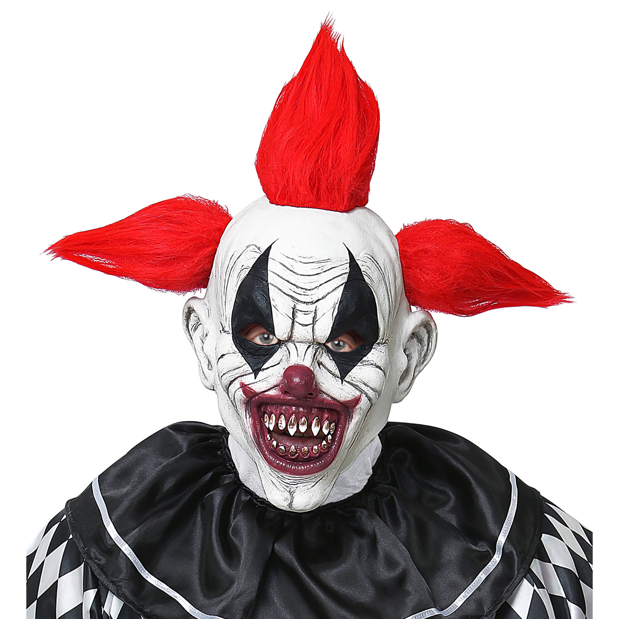 Afschrikwekkende scary horror clownsmasker met raar rood haar