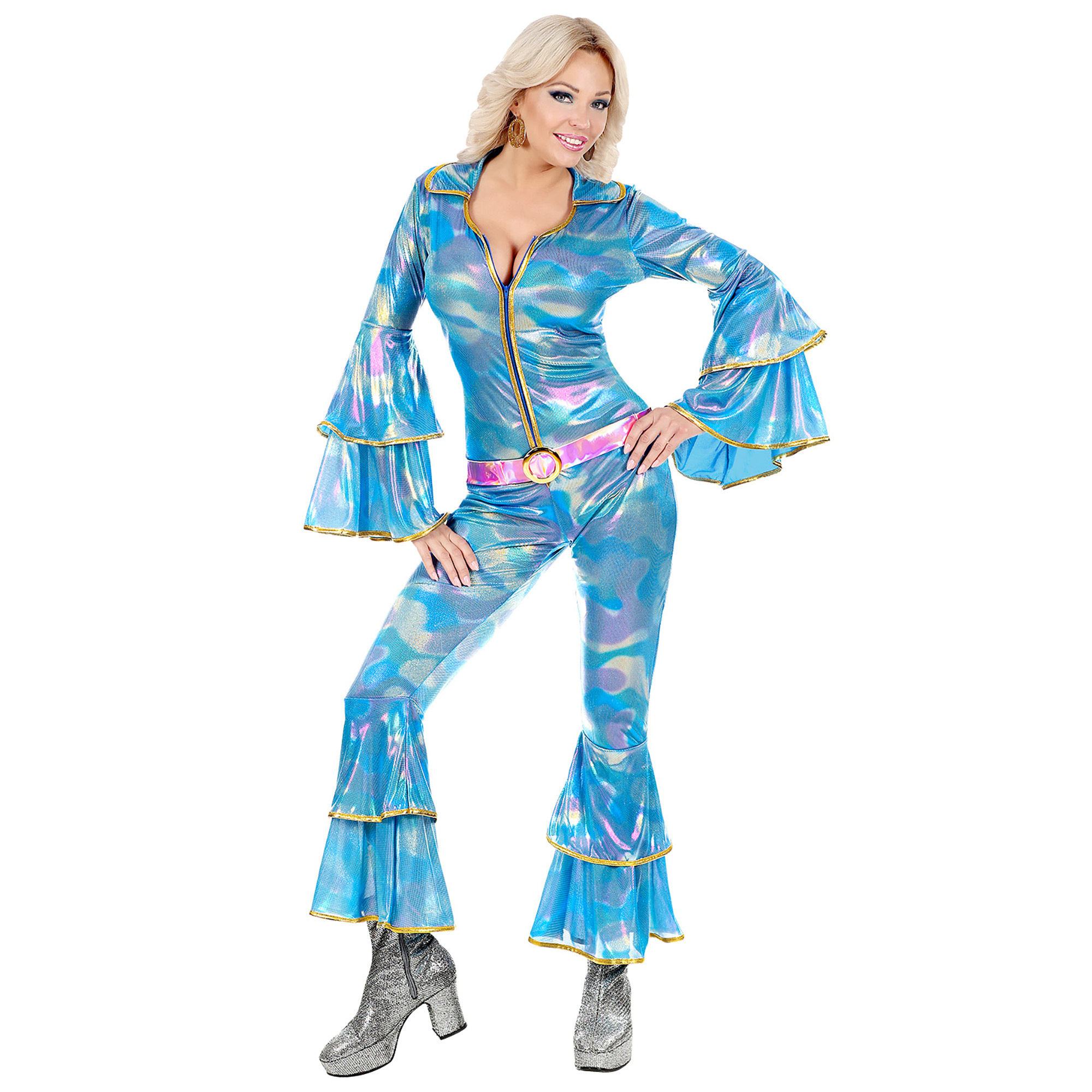 Disco dancing queen jumpsuit blauw dame