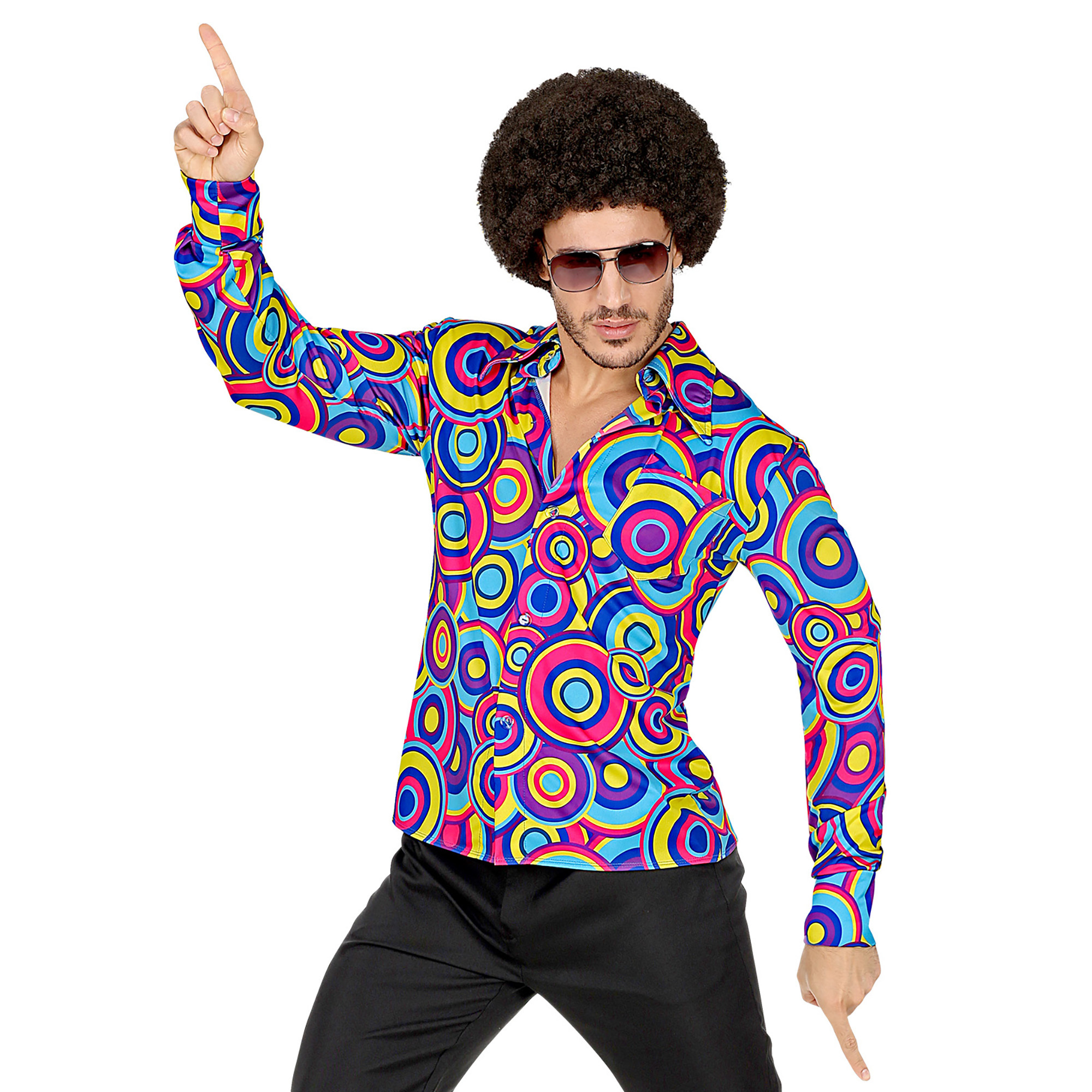 Disco retro groovy blouse 70e jaren Kleurrijk