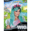 foto 2 Eenhoorn unicorn blauw groene pruik met bloemetjes haarband