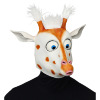 Giraffe masker met grote scheel kijkende ogen