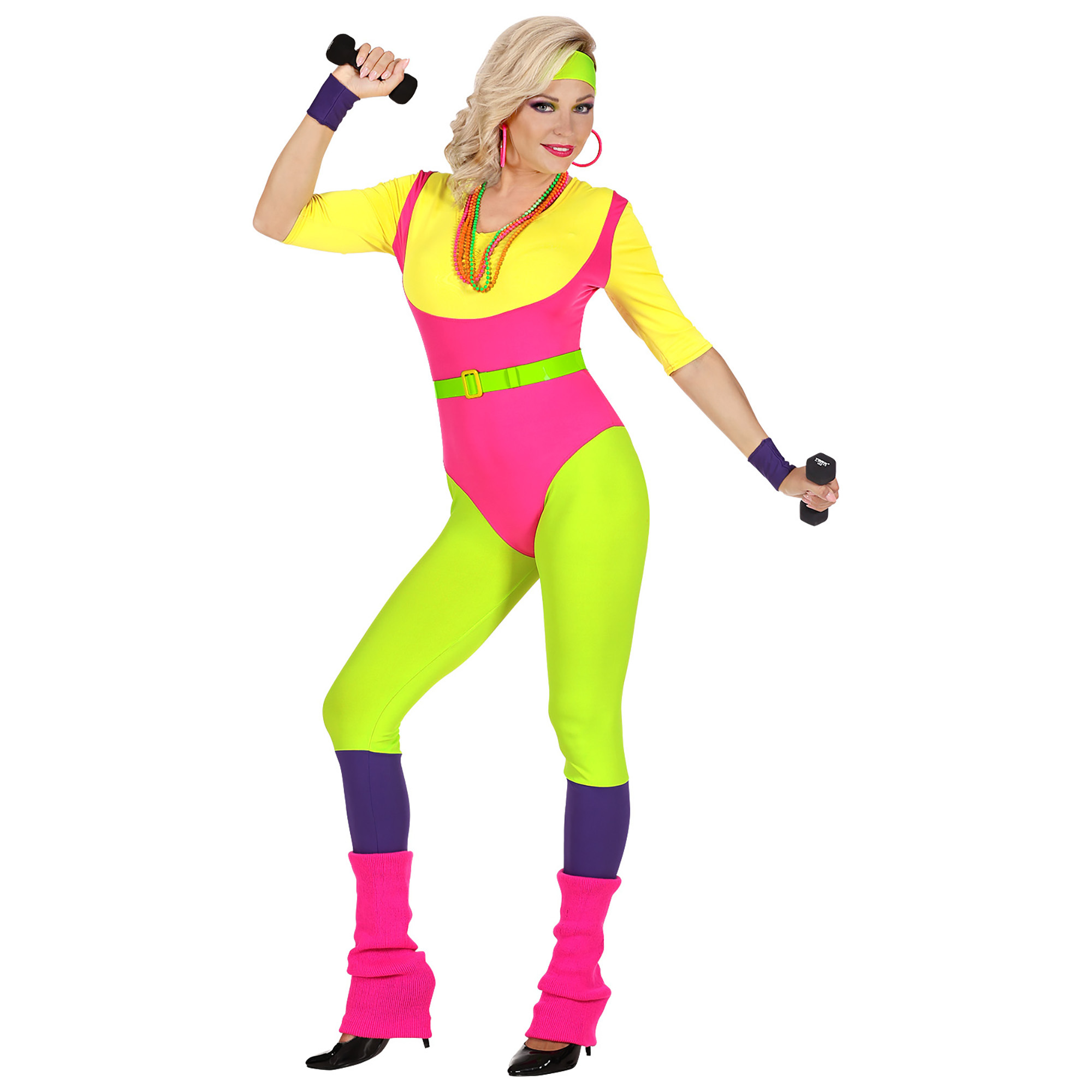 Jaren 80 fitness aerobics instructrice outfit dame