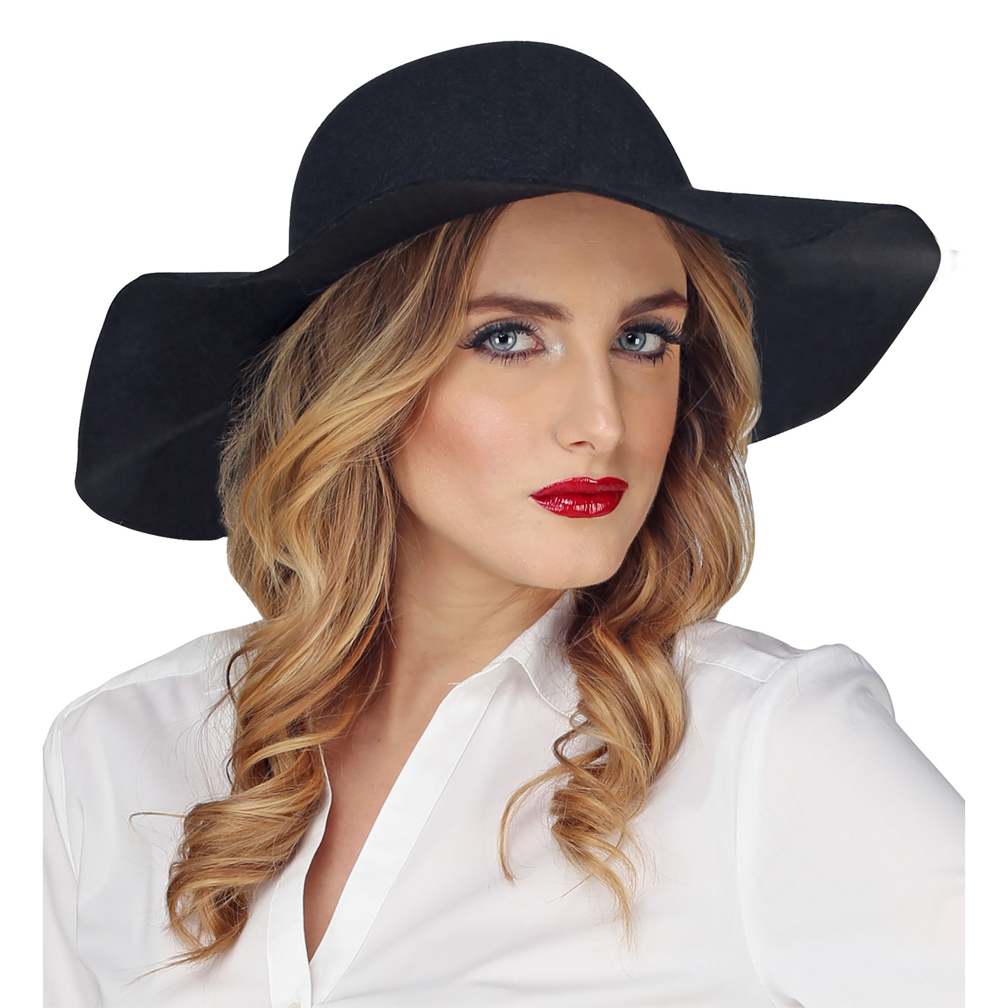 Nooit uit de mode zwarte hoed met brede rand het Perfecte verkleedaccessoire voor vrouwen