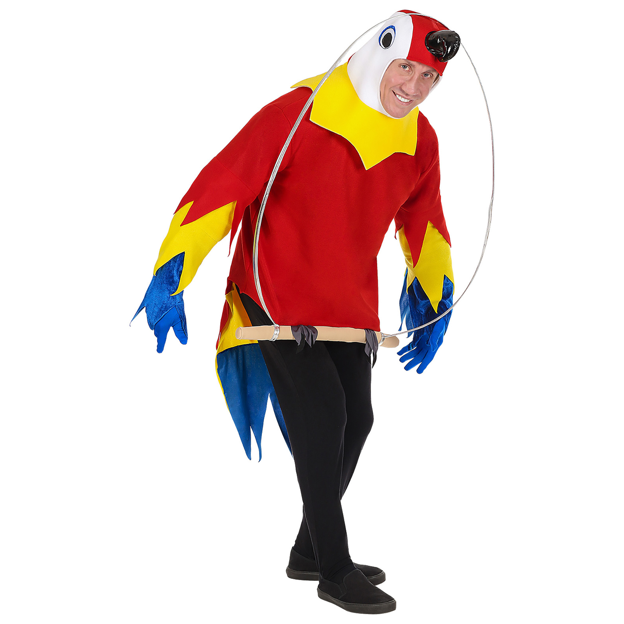 Orgineel papegaai kostuum op stok volwassen