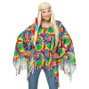 Poncho hippie kleurrijk bont patroon met hoofband dame outfit