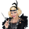 Pruik blond charleston met zwarte hoofdband en veer