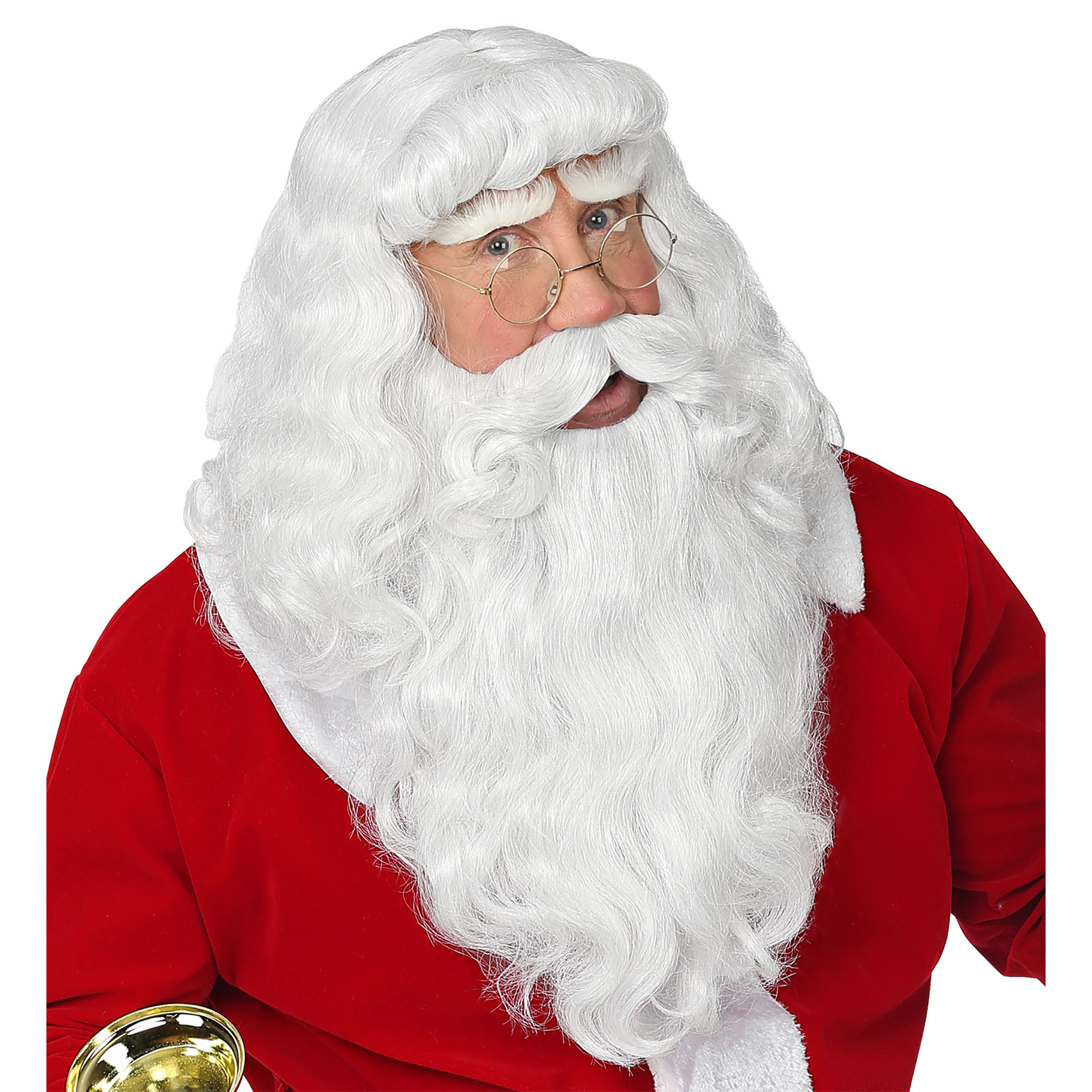 Realistische kerstman witte baard,snor en pruik